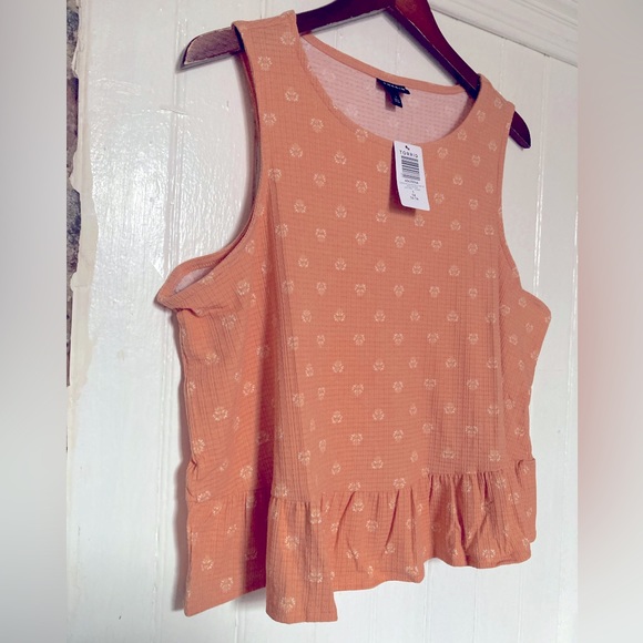 NWT Torrid cropped sleeveless top, peach gauze w/ruffle, sz 1X. - Picture 7 of 13